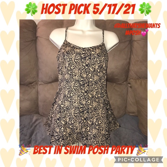 Other - Black and Tan one piece swimwear with skirt cover